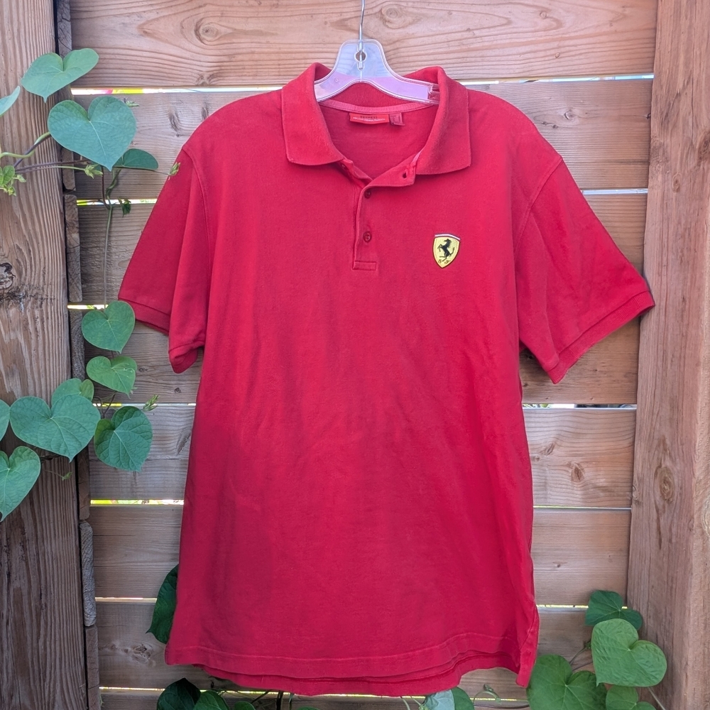 Ferrari Polo Shirt Mens US Large F1 Formula One Auto Racing Scuderia Red